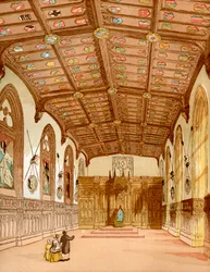 St. Georges Hall, Windsor Castle, Windsor, Engeland, uit Old England: A Pictorial Museum, pub. 1847